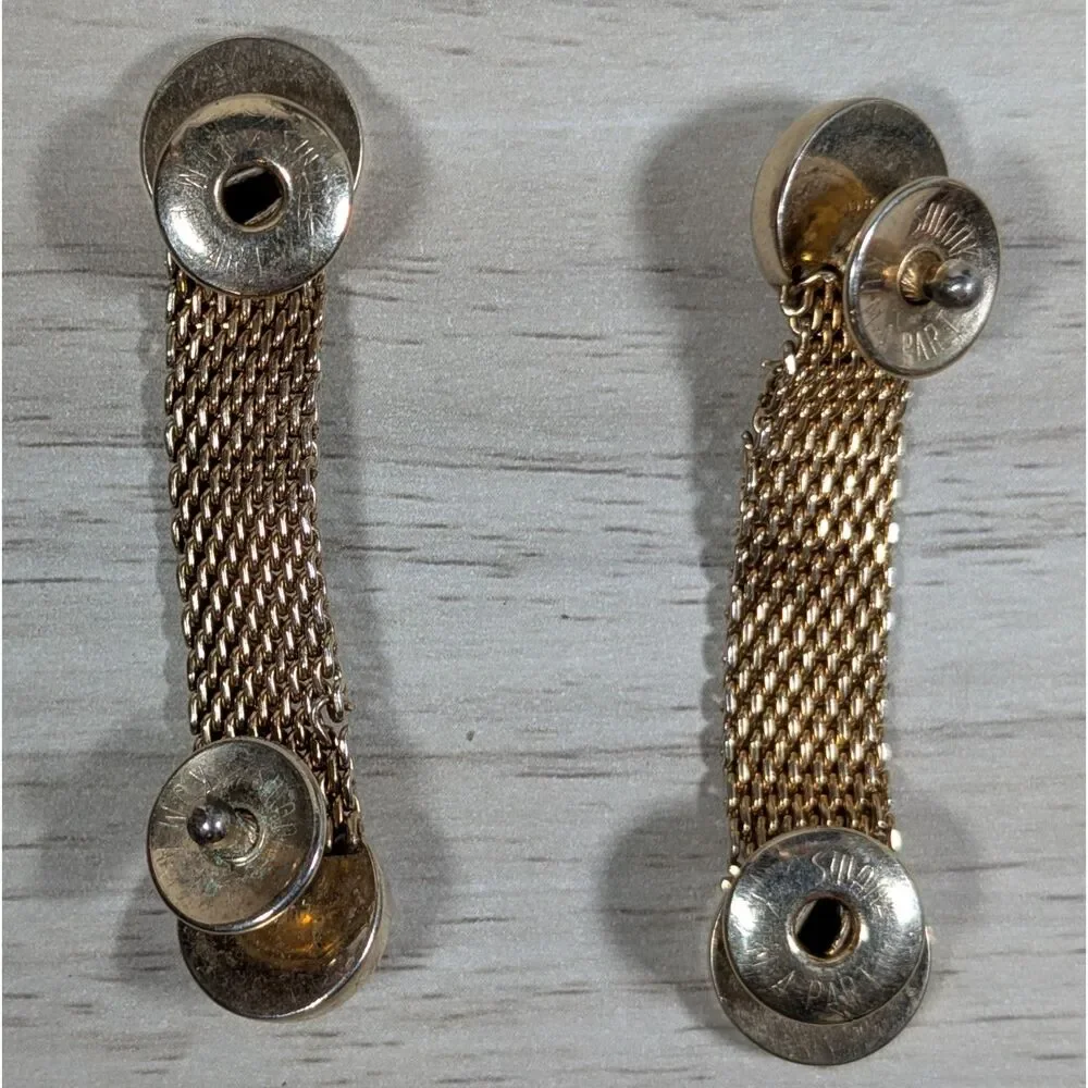 Vintage Swank Gold Tone Mesh Chain Double Sided Cufflinks